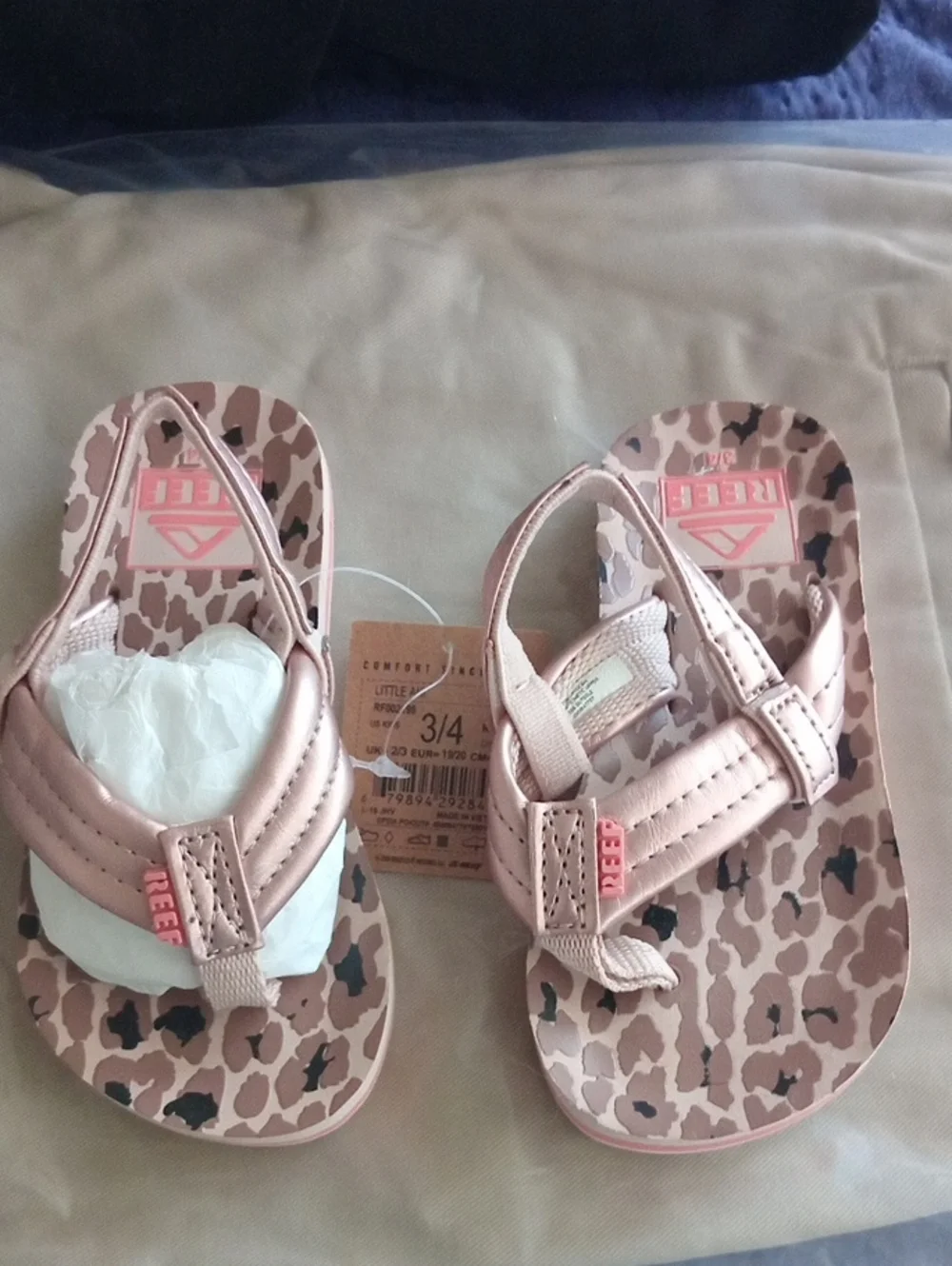 Reef Kids Rose Pink Leopard Print Flip Flops